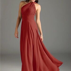 Azazie One-Shoulder Rust Maxi Dress